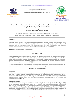 Seasonal variations of hydro-chemistry in certain ephemeral