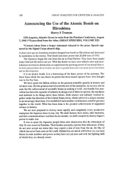 Announcing the Use of the Atomic Bomb on Hiroshima