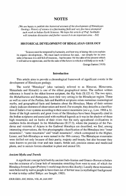 HISTORICAL DEVELOPMENT OF HIMALAYAN GEOLOGY