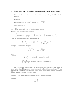 1 Lecture 38: Further transcendental functions