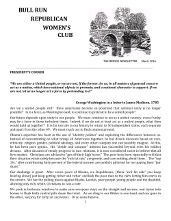 BULL RUN REPUBLICAN WOMEN`S CLUB