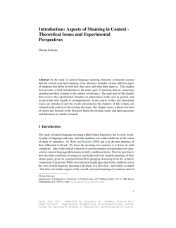 Introduction: Aspects of Meaning in Context