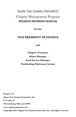 Finance Division Manual - Sigma Tau Gamma Fraternity