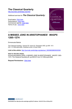 The Classical Quarterly A MISSED JOKE IN ARISTOPHANES