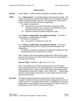 Does It Matter? A Mathematical Investigation of Weight and Mass