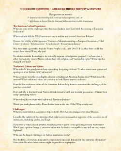 Discussion Questions on American Indian History and Culture
