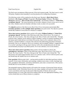 Final Exam Review English IIIA Miller The final exam encompasses