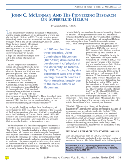 john c. mclennan and his pioneering research on superfluid helium