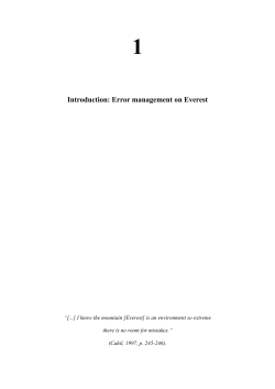 Introduction: Error management on Everest