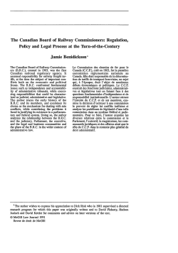 The Canadian Board of Railway Commissioners: Regulation, Policy