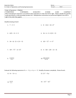 Geometry Notes Name: 0.1 Order of Operations and Evaluating