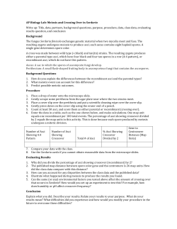 Meiosis and Crossing Over in Sordaria