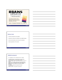 Anne-Marie Kimbell, Ph.D. National Training Consultant December