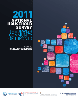 TORONTO Jewish Population: 2011 National Household Survey