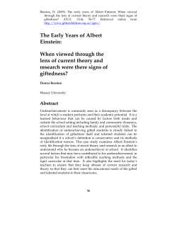 The Early Years of Albert Einstein: When viewed through the lens of