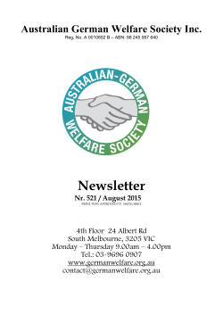 Newsletter Nr. 521 / August 2015 - Australian German Welfare Society