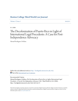 The Decolonization of Puerto Rico in Light of International Legal
