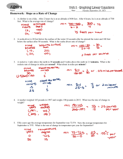 Unit 2 &ndash; Graphing Linear Equations Homework: Slope