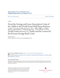 From the Savings and Loan Association Crisis of the 1980s to the