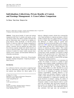 Individualism–Collectivism, Private Benefits of Control, and Earnings