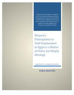 Women`s Participation in Paid Employment in Egypt is a Matter of
