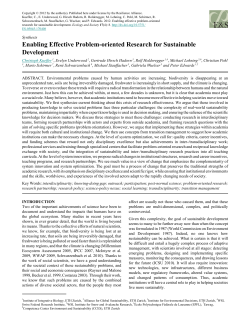 Enabling Effective Problem-oriented Research for Sustainable