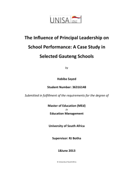 The Influence of Principal Leadership on School Performance: A