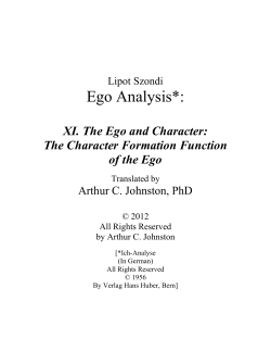 The Ego and Character - The Leopold Szondi Forum