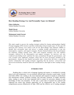 How Reading Strategy Use And Personality Types Are Related?