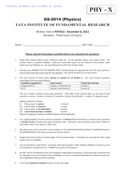 Physics-X - TIFR GS Admissions