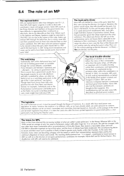 The Role of an MP - Copyright of Dr Peter Jepson