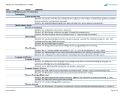 Literacy and Comprehension Scope and Sequence