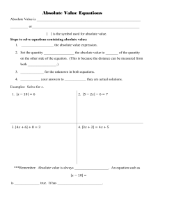 Absolute Value Equations - EC Wildcat Math