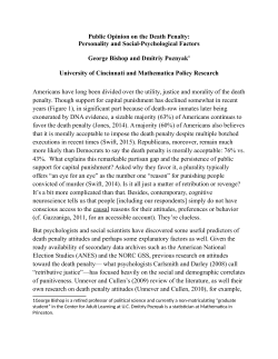 Public Opinion on the Death Penalty: Personality and Social