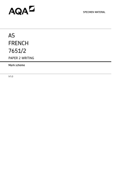 AS French Specimen mark scheme Paper 2