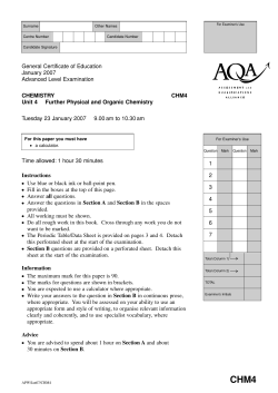 A-level Chemistry Question paper Unit 4 - Further Physical