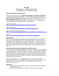 FIT 100 Assignment 1: Searching the Web