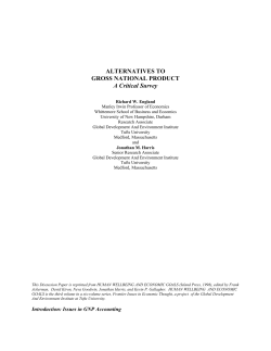 ALTERNATIVES TO GROSS NATIONAL PRODUCT A Critical Survey