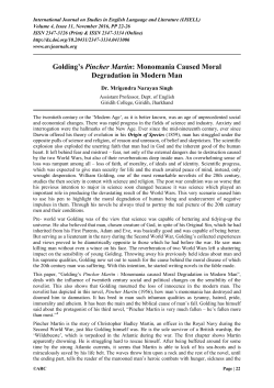 Golding`s Pincher Martin: Monomania Caused Moral
