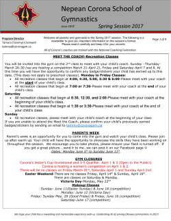 Spring Session 2017 - Nepean Corona School of Gymnastics