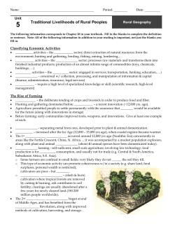 Traditional Livelihoods of Rural Peoples