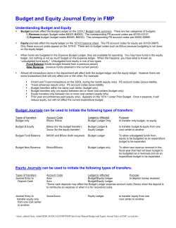 Budget and Equity Journal Entry in FMP