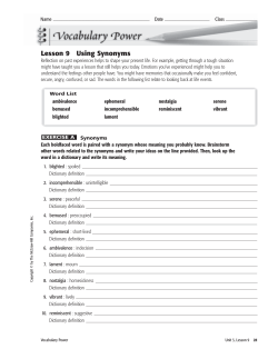 Lesson 9 Using Synonyms