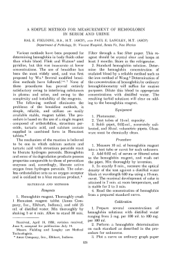A SIMPLE METHOD FOR MEASUREMENT OF HEMOGLOBIN IN