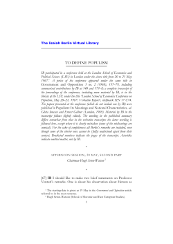TO DEFINE POPULISM - Isaiah Berlin Virtual Library