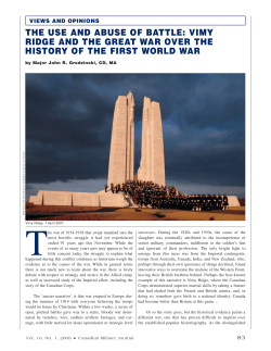 THE USE AND ABUSE Of BATTLE: VIMY RIDGE AND THE GREAT