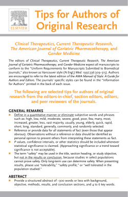 Tips for Authors of Original Research