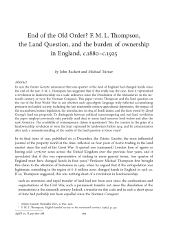 F. M. L. Thompson, the Land Question, and the burden of ownership in