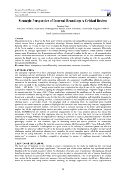 Strategic Perspective of Internal Branding: A Critical