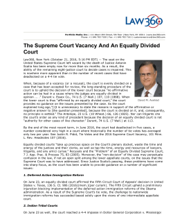 The Supreme Court Vacancy And An Equally Divided Court
